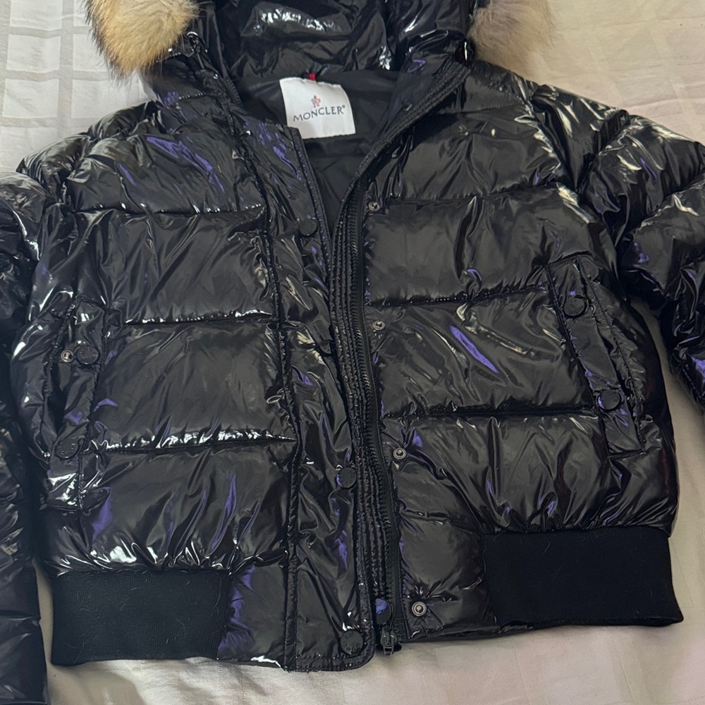 Moncler Black Puffer Jacket with Fur Trim